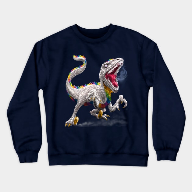 Rainbow Raptor Crewneck Sweatshirt by AyotaIllustration